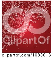 Clipart Red Snow And Floral Background Royalty Free Vector Illustration