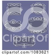 Clipart Ornate White Frames On Purple Royalty Free Vector Illustration