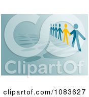 Clipart Yellow Paper Person Holding Hands With Blue People Royalty Free Vector Illustration