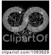Clipart Floral Heart In Black And White Royalty Free Vector Illustration