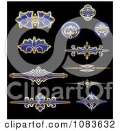 Clipart Gold And Blue Design Elements Royalty Free Vector Illustration