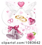 Poster, Art Print Of Wedding Doves Hearts And Bells