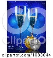 Poster, Art Print Of 3d Champagne Glasses And Baubles Against Blue