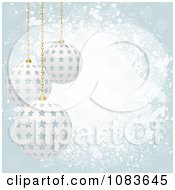 Grungy Blue Christmas Background With 3d Starry Baubles