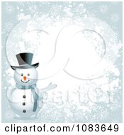 Poster, Art Print Of 3d Snowman Presenting A Grungy Blue Background