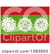 Poster, Art Print Of 3d White Paper Snowflakes On Green And Red