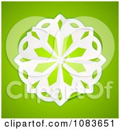 Poster, Art Print Of 3d White Paper Snowflake On Green