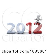 Poster, Art Print Of 3d White Character Sitting On 2012 New Year