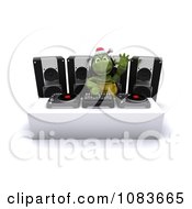Poster, Art Print Of 3d Tortoise Dj Mixing Music At A Christmas Party