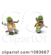 3d Tortoises Having A Snowball Fight