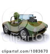 Poster, Art Print Of 3d Tortoise Driving A Convertible Hot Rod