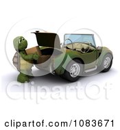 Poster, Art Print Of 3d Tortoise Loading Boxes Into A Convertible Hot Rod