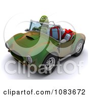 Poster, Art Print Of 3d Tortoise Driving With Christmas Gifts In A Convertible Hot Rod