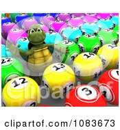 Poster, Art Print Of 3d Tortoise With Colorful Bingo Or Lottery Balls
