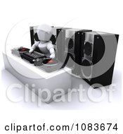 Poster, Art Print Of 3d White Character Dj Mixing Records At A Turn Table