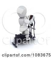 3d White Character Exercising On A Gym Crosstrainer