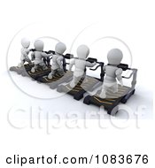 Poster, Art Print Of 3d White Characters Exercising On Treadmills