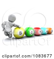 Poster, Art Print Of 3d White Character With Bingo Balls