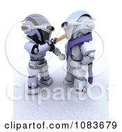 Poster, Art Print Of 3d Robot Making A Robots Snowman With A Carrot Nose