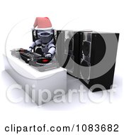 Poster, Art Print Of 3d Robot Dj Mixing Music At A Christmas Party