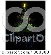 Clipart Neon Christmas Tree With Transparent Gifts Royalty Free CGI Illustration