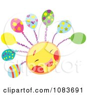 Clipart Happy Sun Character With Party Balloons Royalty Free Vector Illustration