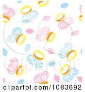 Poster, Art Print Of Seamless Blue And Pink Butterfly Ring Background