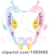 Poster, Art Print Of Two Sea Horses In Love Forming A Heart With Rings