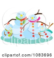 Poster, Art Print Of Snowman Family Waving