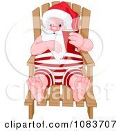 Poster, Art Print Of Santa On A Chaise Lounge During A Beach Vacation