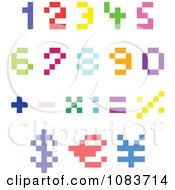 Poster, Art Print Of Colorful Pixel Numbers And Math Symbols