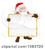 Poster, Art Print Of 3d Santa Holding And Pointing To A Blank Sign