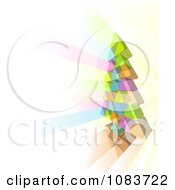 Poster, Art Print Of 3d Modern Triangle Christmas Tree And Rays