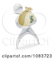 Poster, Art Print Of 3d Silver Man Holding A Money Sack