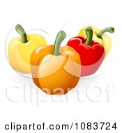 Poster, Art Print Of 3d Yellow Orange And Red Bell Peppers