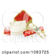 Poster, Art Print Of 3d Christmas Note With Crackers And A Bauble