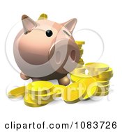 Poster, Art Print Of 3d Piggy Bank With Gold Coins
