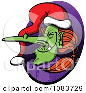 Clipart Witch Wearing A Christmas Santa Hat Royalty Free Vector Illustration