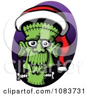 Poster, Art Print Of Frankenstein Wearing A Christmas Santa Hat