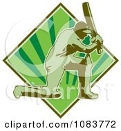 Clipart Green Cricket Batsman And Diamond Royalty Free Vector Illustration