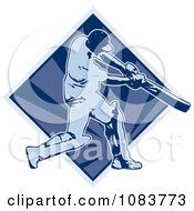 Clipart Blue Cricket Batsman And Diamond Royalty Free Vector Illustration
