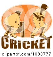 Clipart Cricket Players Over A Ray Oval Royalty Free Vector Illustration