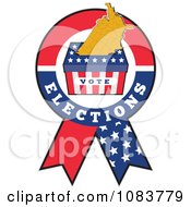Clipart American Ribbon And Map With A Ballot Vote Box Royalty Free Vector Illustration