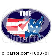 Poster, Art Print Of Vote Over And American Flag Map With A Red Vote Check Mark