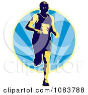 Poster, Art Print Of Runner And Blue Ray Circle