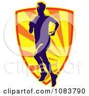Clipart Runner And Orange Ray Shield Royalty Free Vector Illustration
