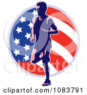 Poster, Art Print Of Runner And American Flag Circle