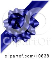 Gift Present Wrapped With A Blue Bow And Ribbon Clipart Illustration