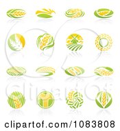 Poster, Art Print Of Round Wheat Icon Logos With Reflections