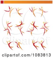 Clipart Red And Orange Dancing Couples Royalty Free Vector Illustration by elena